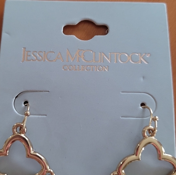 Jessica McClintock Gold Drop Dangle Earrings - Picture 2 of 3